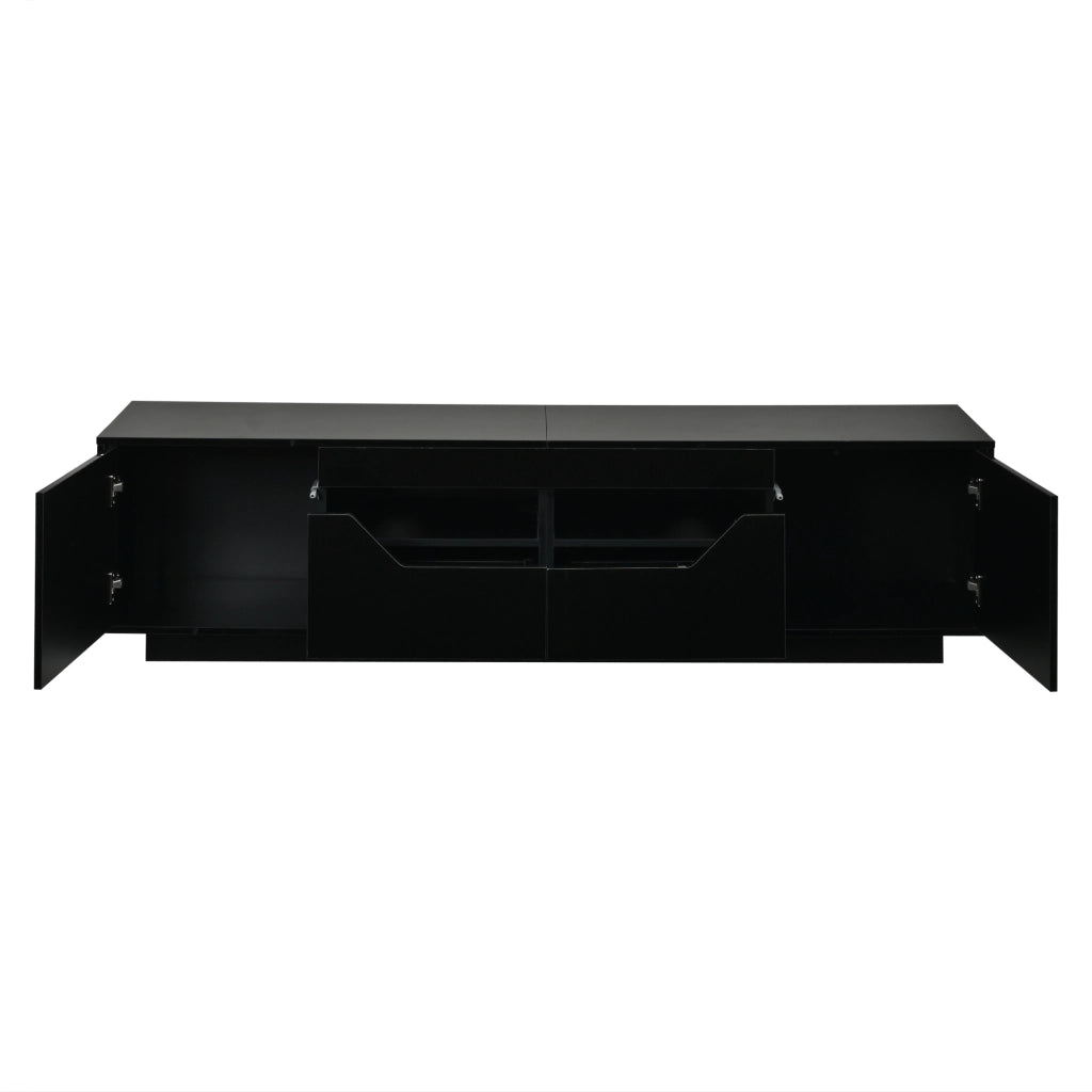Mobile TV da terra 180x40x45 cm con 2 cassetti, 2 ante e LED, nero