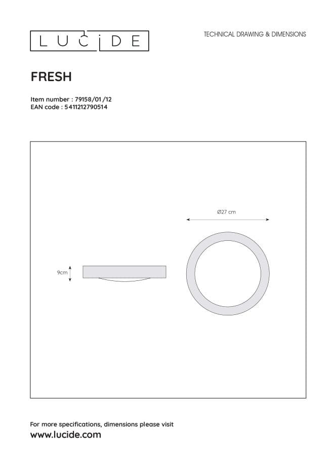 Plafoniera Lucide Fresh Ø27 bianca/argento E27 20W IP20