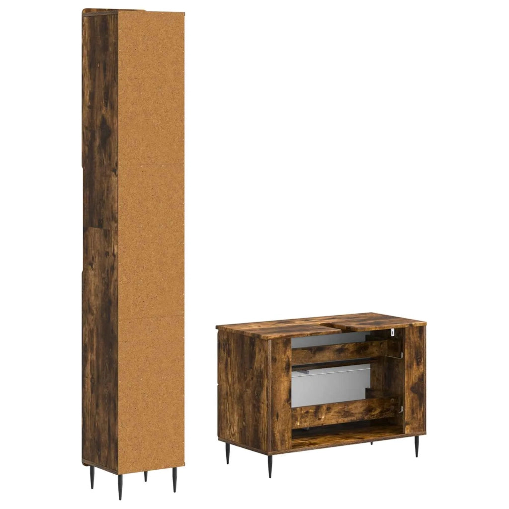 Set di Armadi da Bagno da 2 Pezzi HAARLEM Rovere Fumo 3417536