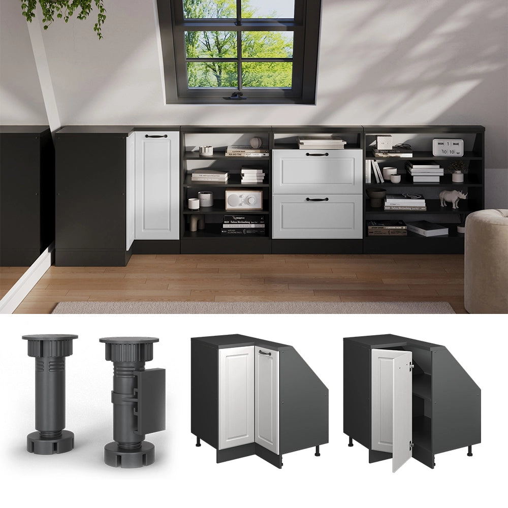 Mobile sottotetto Mobile angolare Rion Bianco rustico/Antracite 75.6 x 83.8 cm con 1 porta Vicco