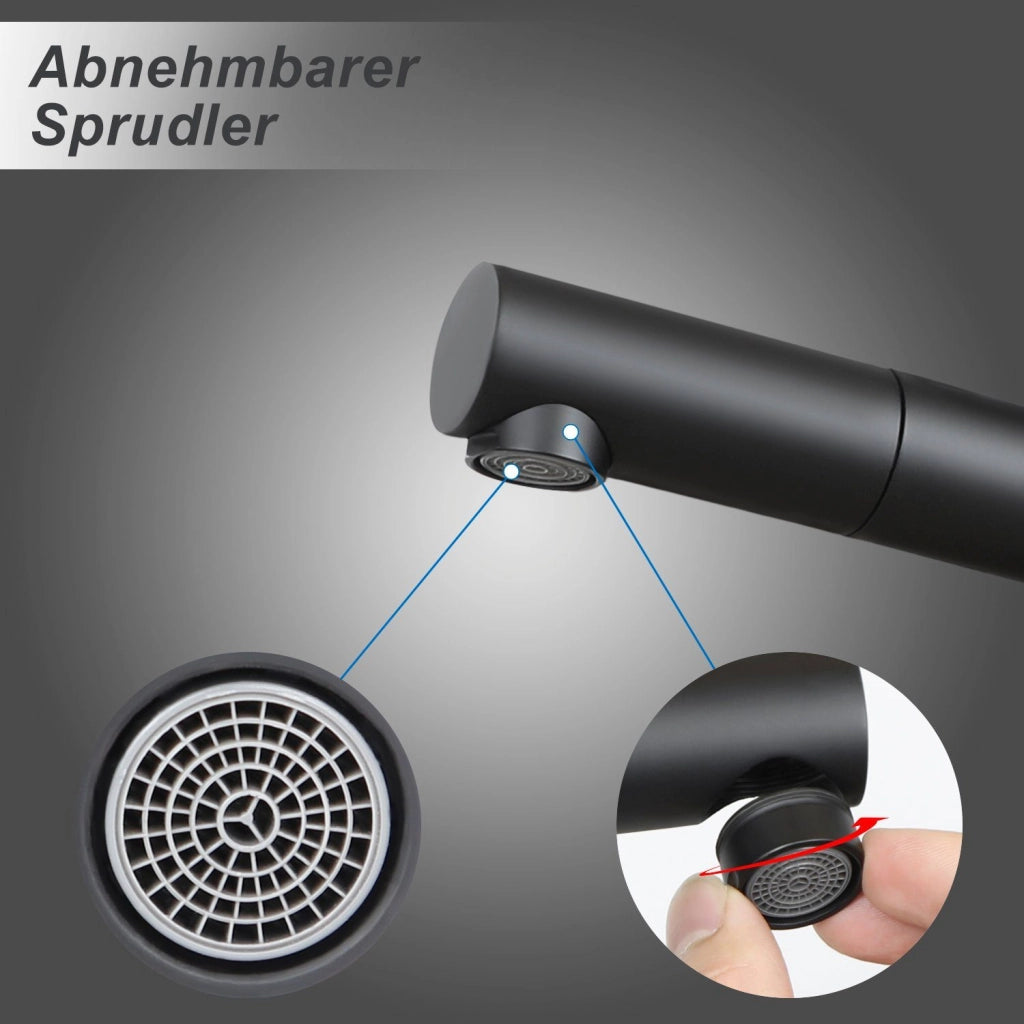 ZMH Rubinetti per lavabo Bagno Rubinetti neri Miscelatore doccia estraibile Rubinetti per cucina