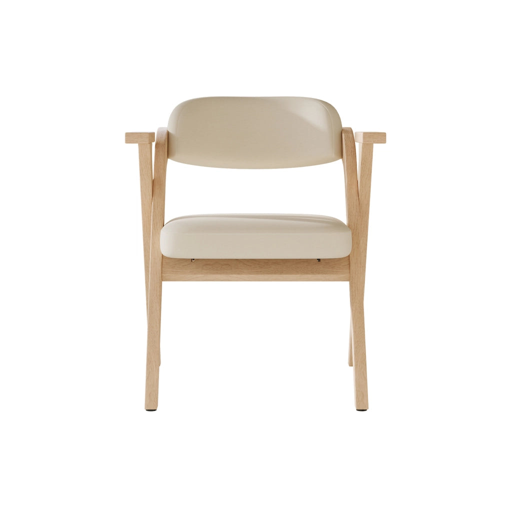 Set di 2 sedie da pranzo pieghevoli con braccioli; legno massello; lino beige