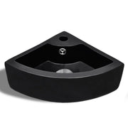 Lavabo da bagno con foro per troppopieno/rubinetto 45 x 32 cm ceramica nera 02_0002499