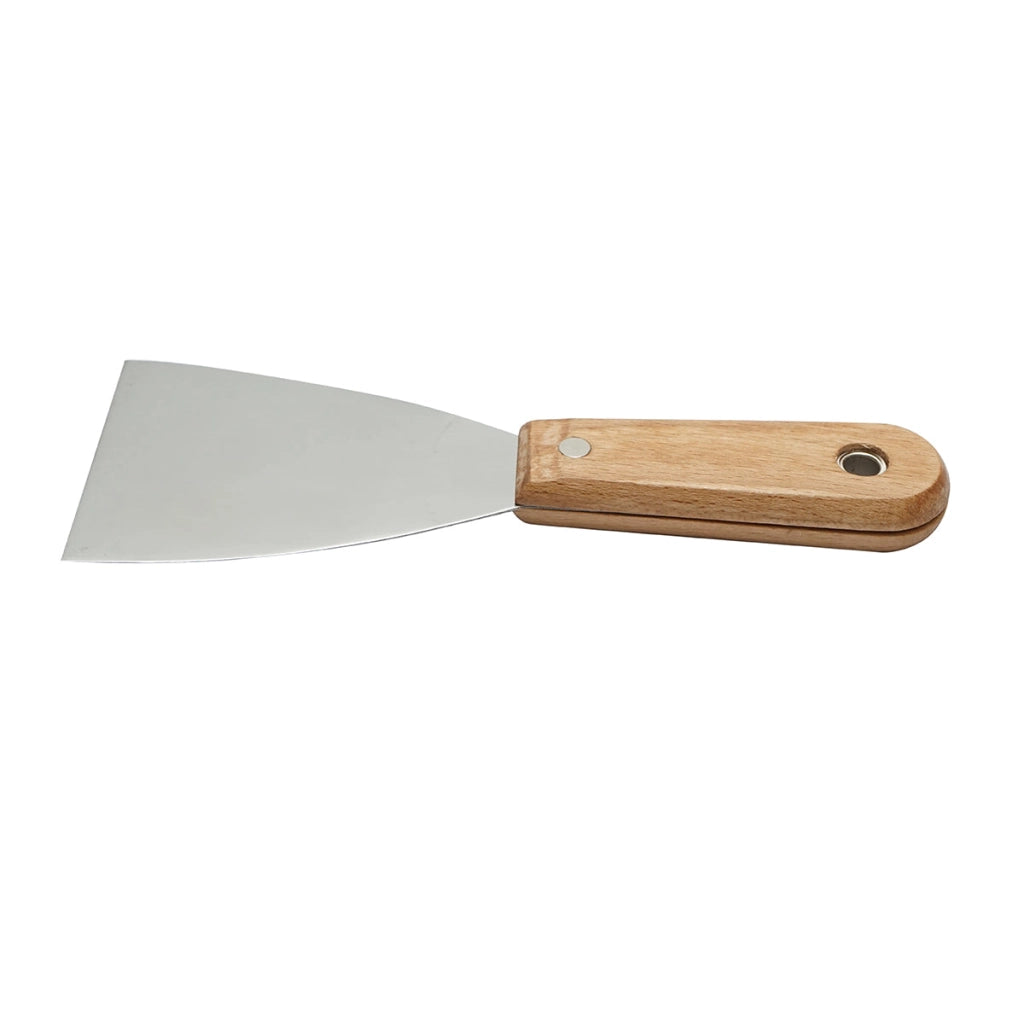 Spatola in acciaio inox, 75mm, con manico in legno, Crownman