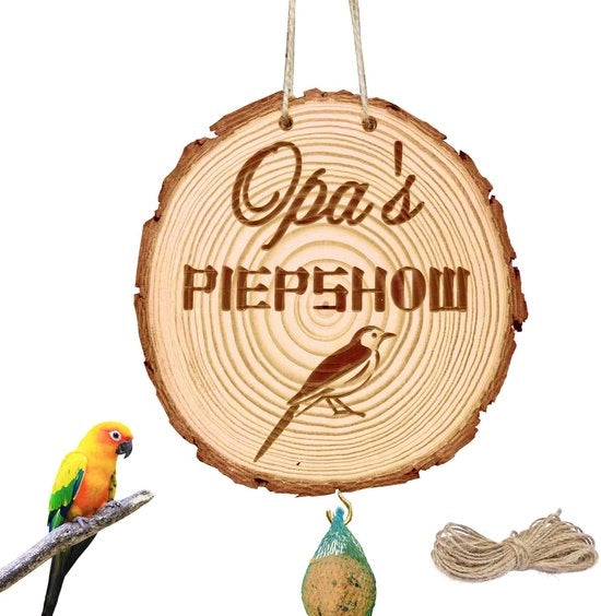 Regalo per l'amato nonno, supporto per cibo per uccelli, stazione di nutrizione per uccelli, casetta per cibo per uccelli, idea regalo divertente da appendere, regalo in legno originale per il nonno, da collocare in giardino o sul balcone.