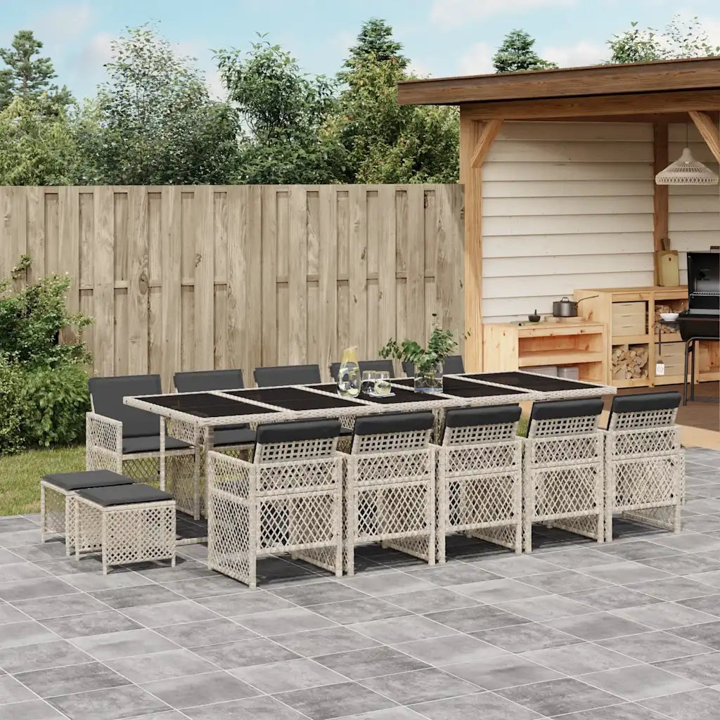 vidaXL Set da Pranzo da Giardino 15 pz con Cuscini Grigio Polyrattan