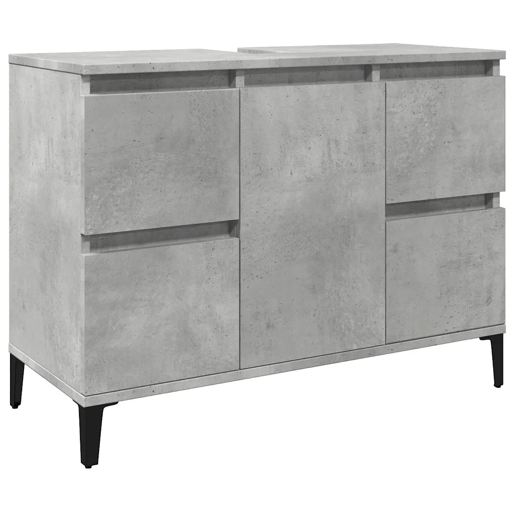 Mobile Lavabo-Armadietto da bagno Grigio Cemento 80x33x60 cm in Legno Multistrato