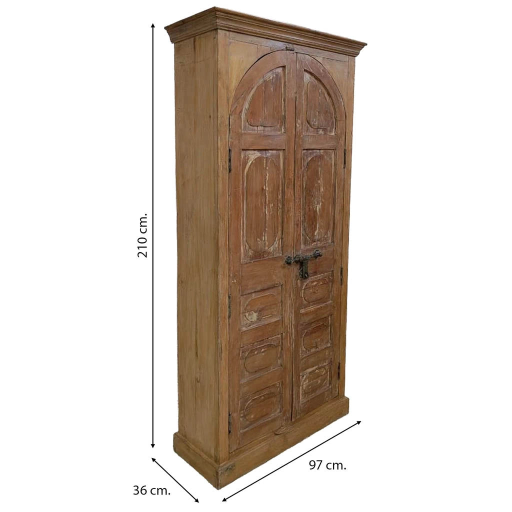 Armadio in legno con finitura artigianale marrone, 97x36x210h cm