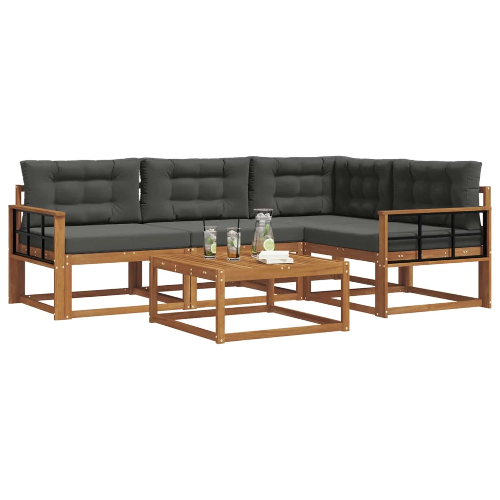 Set di divani da esterno con cuscino 5 pcs Naturale e Antracite 3367555