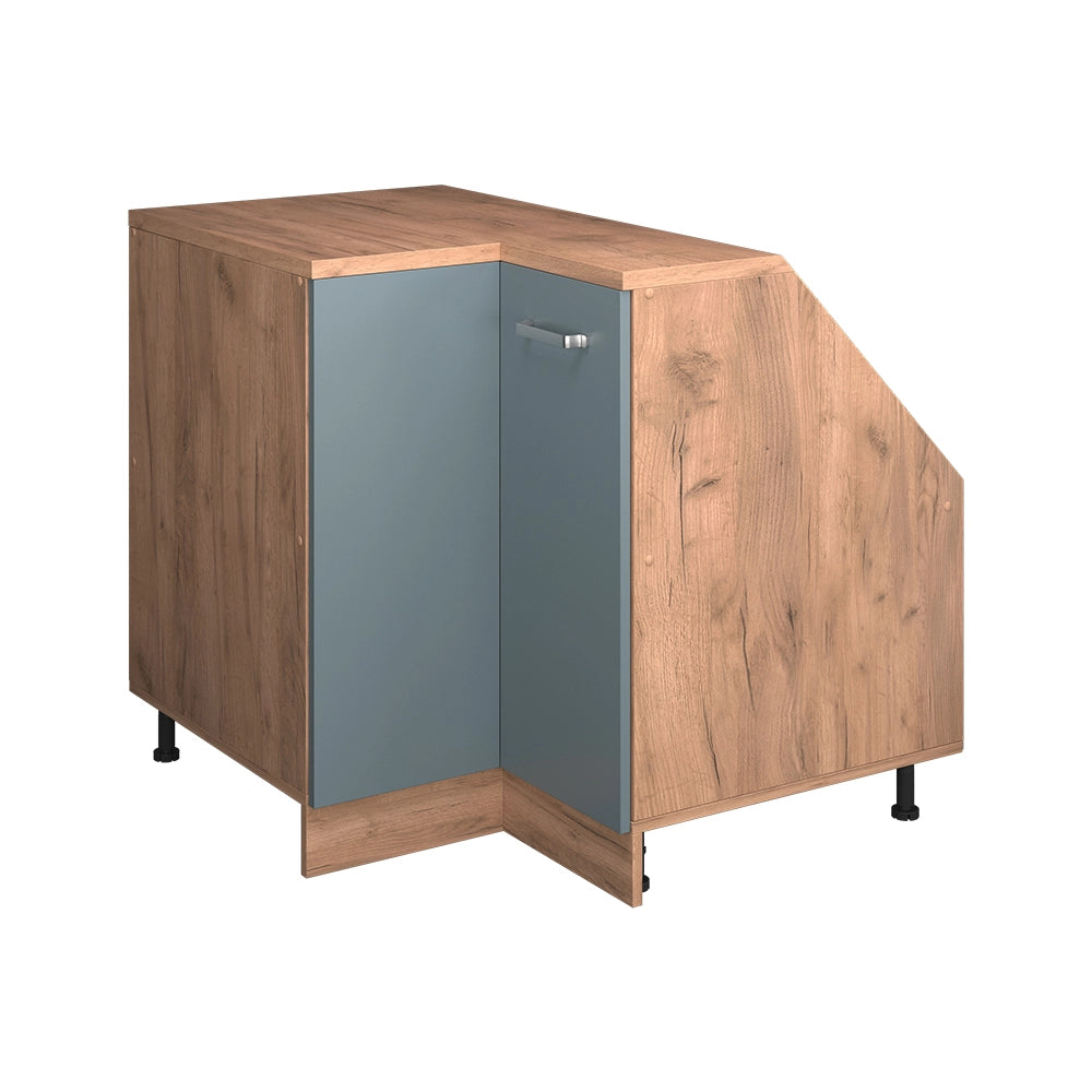 Mobile sottotetto Mobile angolare Rion Grigio-blu/Rovere dorato 75.6 x 83.8 cm con 1 porta, carcassa dell’armadio profondità 60 cm Vicco