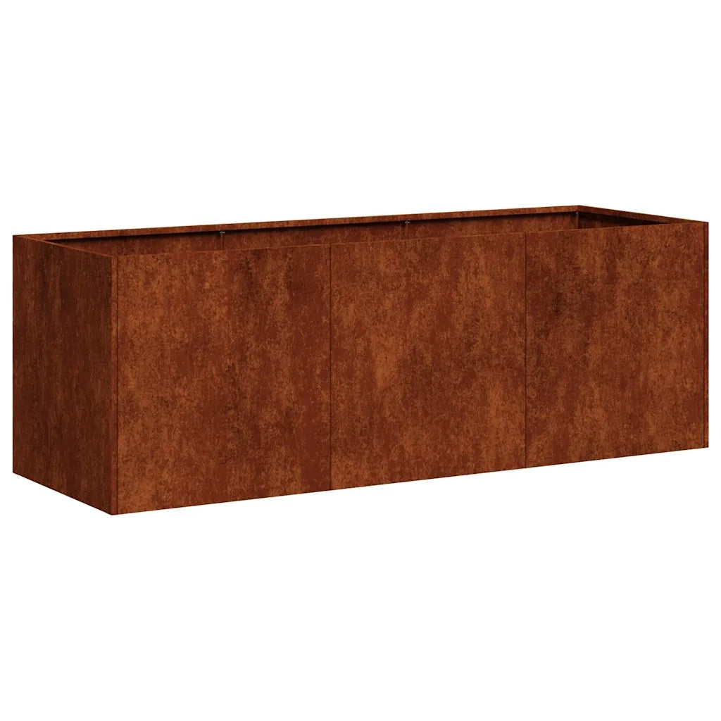 Fioriera-Vaso-Contenitore per Piante Arrugginita 120x40x40 cm in Acciaio Corten