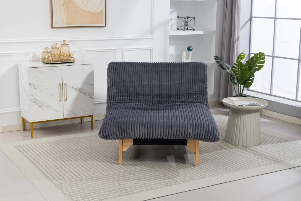 Poltrona sacco per adulti in tessuto corduroy grigio, seduta ergonomica con schienale, imbottitura morbida, per soggiorno e camera da letto