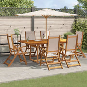 Set Pranzo da Giardino 7pz Legno Massello di Acacia e Textilene