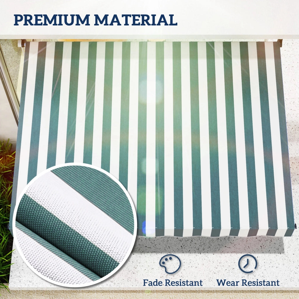 Tenda a braccio pieghevole 200x150 cm altezza regolabile protezione solare telaio in alluminio con manovella colore verde e bianco