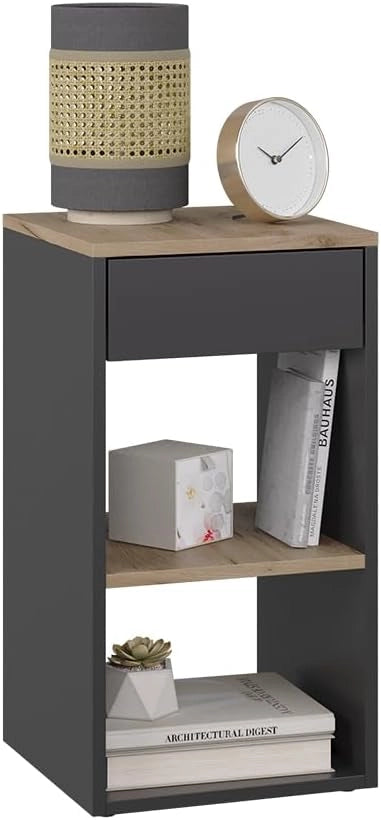 Comodino camera da letto Dany, Antracite, 35 x 65 cm con 1 cassetto