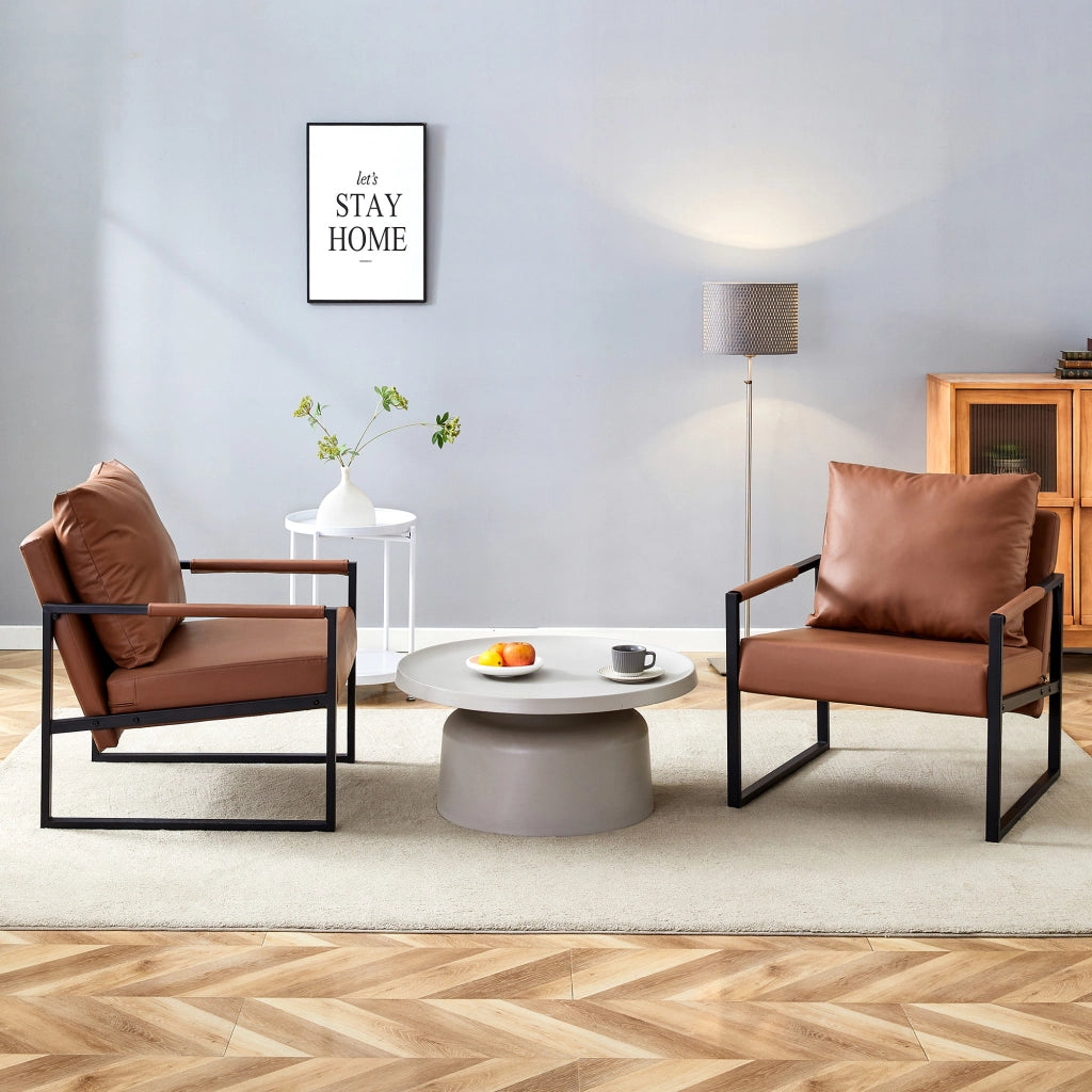 POLTRONA Relax 79x65x28 cm Marrone in PU e Metallo con Braccioli