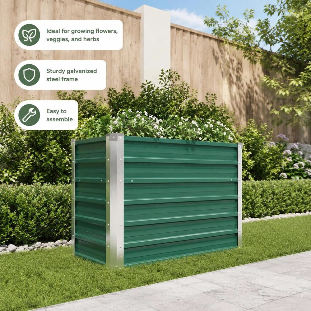 Garden Raised Bed Galvanized Steel 100x40x77 Cm Green