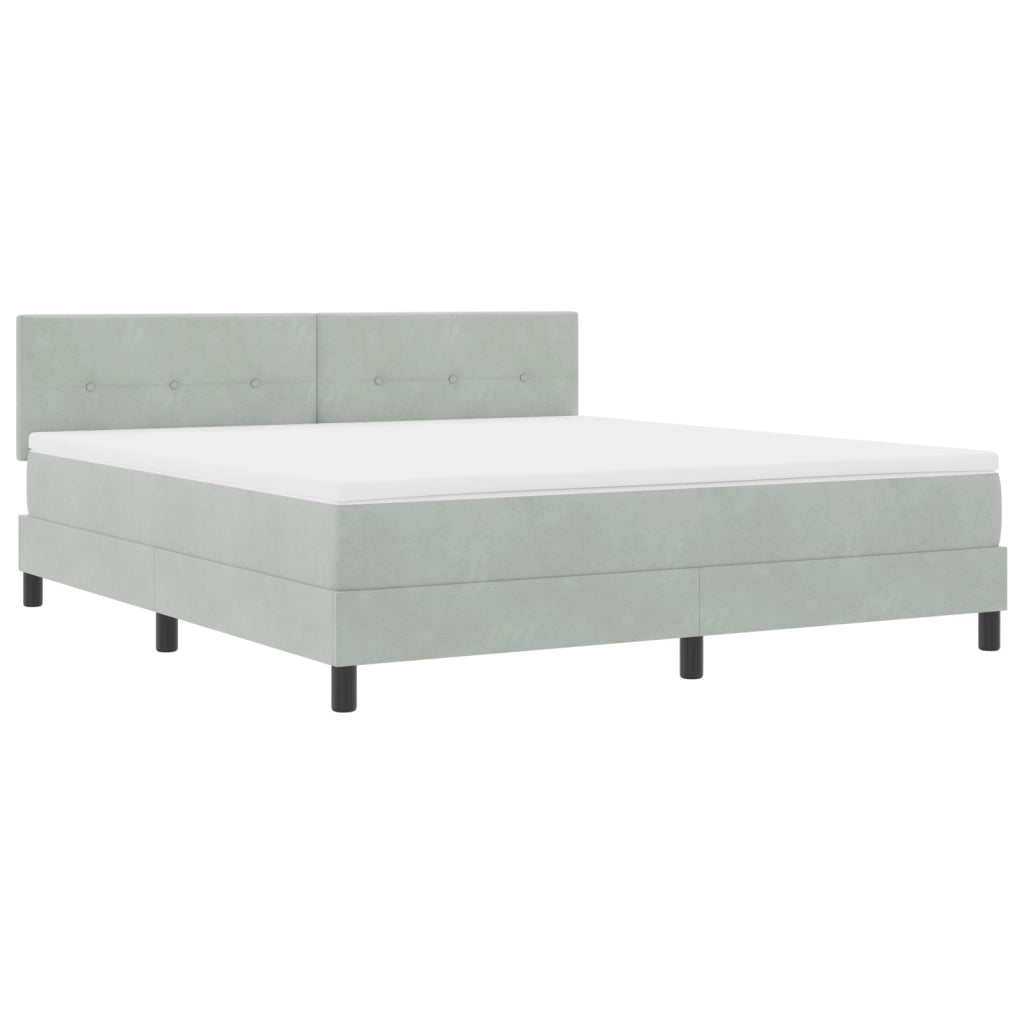 Letto Box Spring con Materasso Grigio Chiaro Super King in Velluto