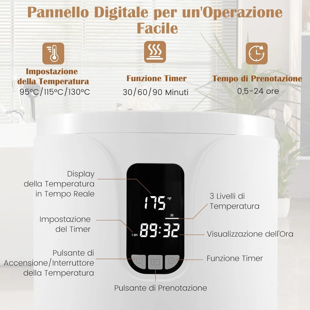 COSTWAY Scaldasalviette Secchio 20L con Luce LED, Secchio Scaldasalviette Elettrico per Bagno e Spa, Scalda Asciugamani con Timer, Blocco per Bambini, per 2 Asciugamani, Bianco
