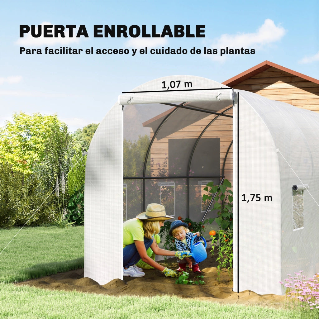 Tunnel Serra Giardino ¨C zephmum ¨C 3.5x2x2 m Bianco con 6 Finestre e Porta a Zip