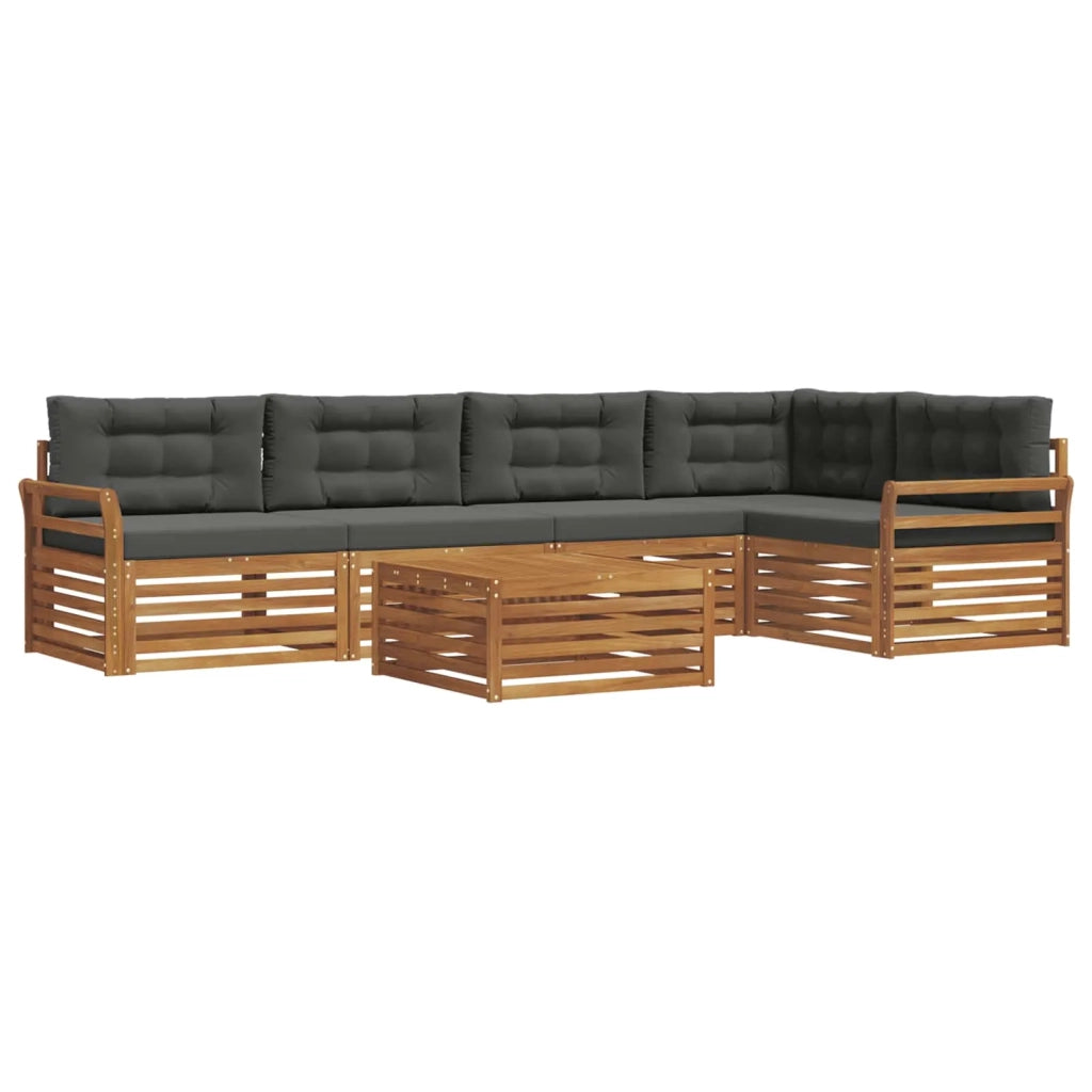 Set di divani da esterno con cuscino 6 pcs Naturale e Antracite