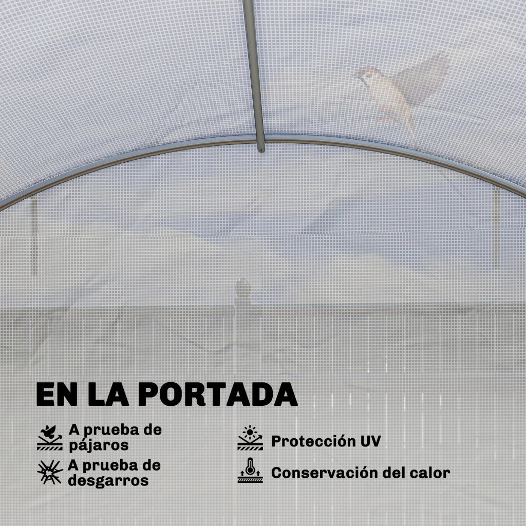 Serra Tunnel ¨C Minimal ¨C 2 Porte a Rullo Finestre in Rete Copertura in PE Anti-UV Bianco