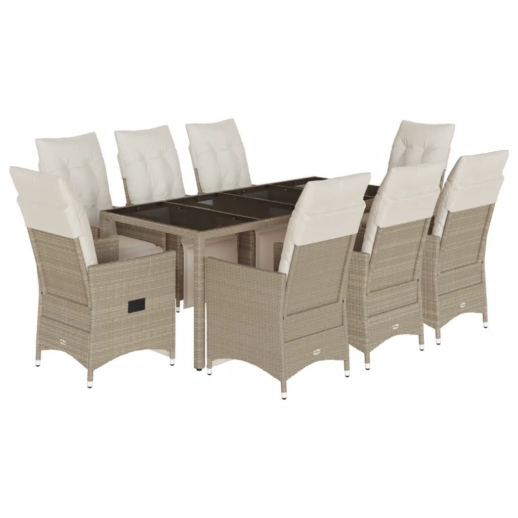 Set da Bistrò da Giardino 9 pz con Cuscini Beige in Polyrattan 3276942
