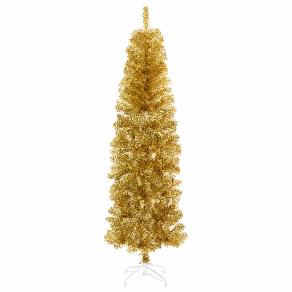 Albero di Natale Artificiale Sottile 180 cm PVC e Acciaio Oro 42055257