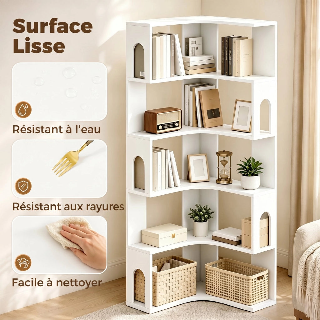 Libreria angolare scaffale a 6 livelli ¨C Minimal ¨C bianco 60x60x165.5