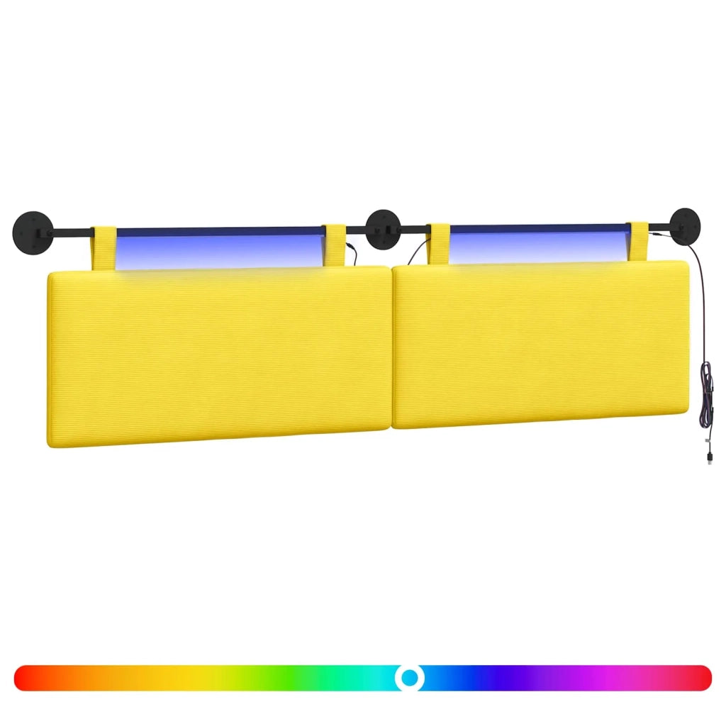 Testiera sospesa Con luce LED Giallo Chiaro Tessuto in Cords