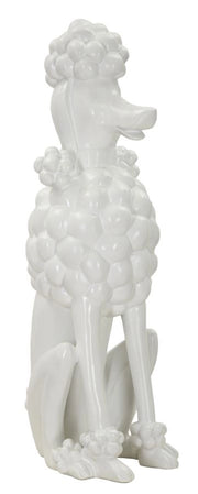 Statua Cane Barboncino Seduto - Design Moderno in Polyresin Bianco - Cm 20x26x61 - Complemento d'Arredo Raffinato