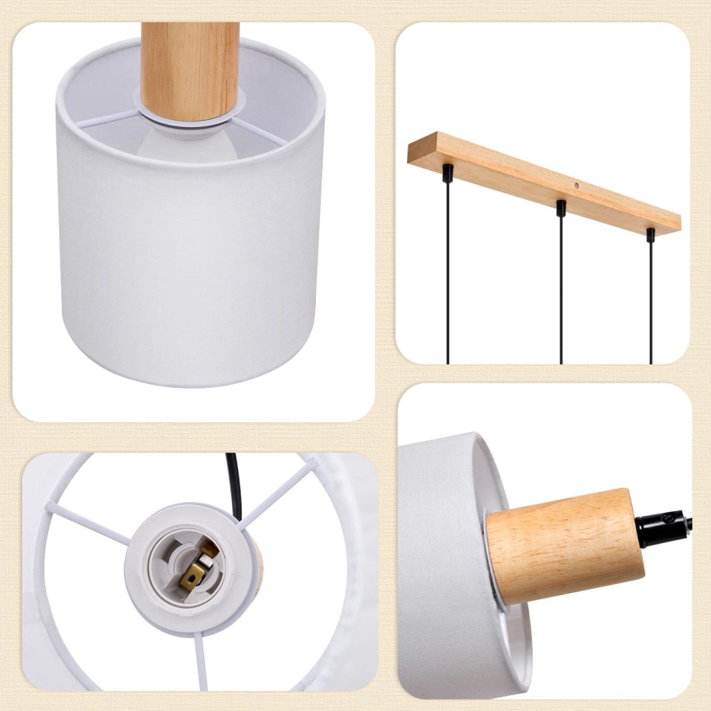 Lampada a sospensione ZMH bianca diametro 47 cm E14 paralume tessuto stile rustico vintage per sala da pranzo soggiorno