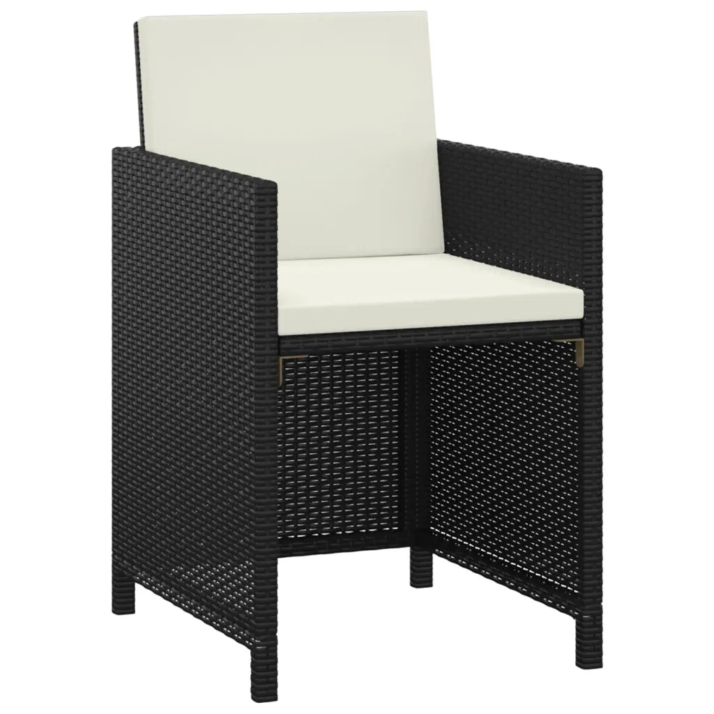 Set da Pranzo da Giardino 3 pz con Cuscini in Polyrattan Nero 3095497