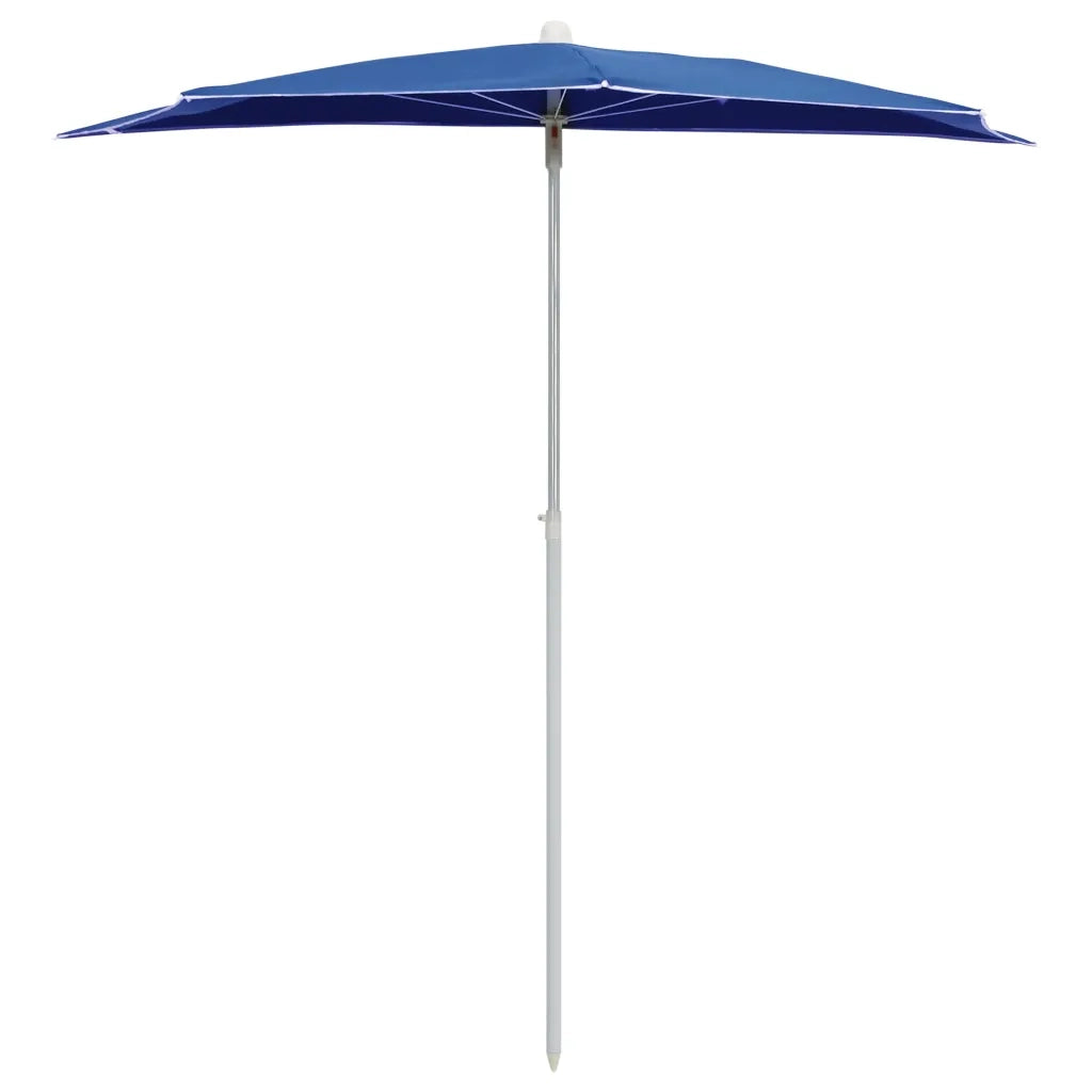 Ombrellone Semicircolare da Giardino con Palo 180x90 cm Azzurro 315566