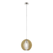 Sospensione Contemporanea Cossano Acciaio Nichel Legno 1 Luce E27