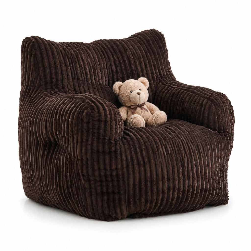 Pouf Sacco Imbottito in Velluto a Coste 100x94x70 cm; con Memory Foam; Marrone; per Interni