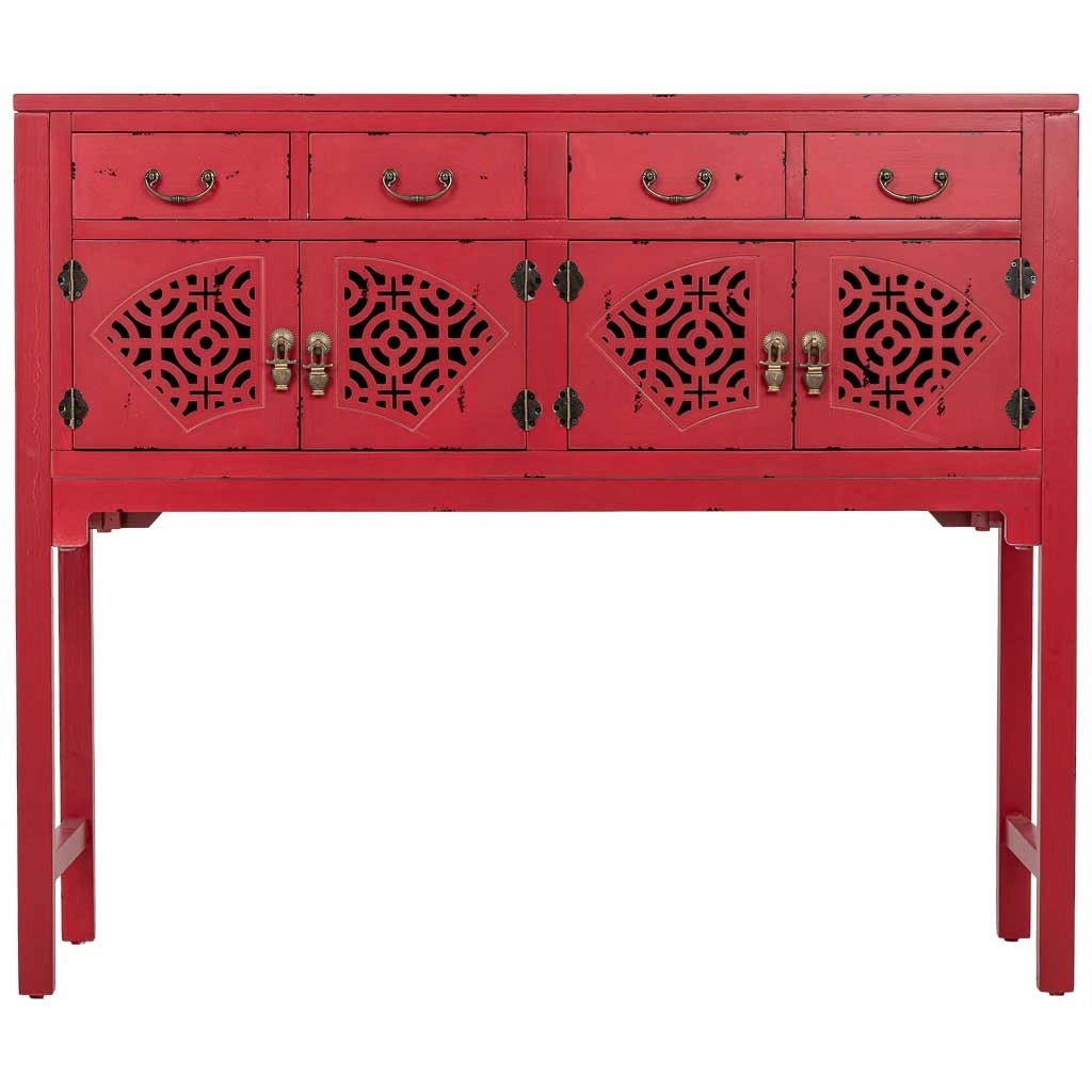 Tavolino da ingresso in legno rosso 120x40x102h cm