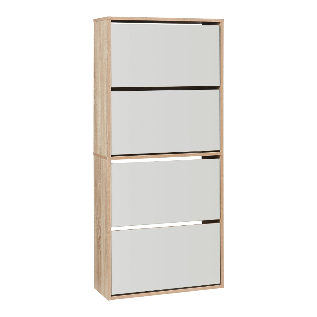 Scarpiera Stretta Lund con Ante a Specchio e 4 Contenitori Ribaltabili - Effetto Rovere Sonoma [en.casa]
