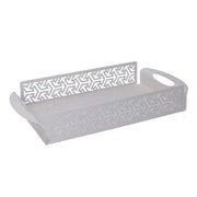 Vassoio metallo frecce bianco rettangolare cm 41x20h6,5