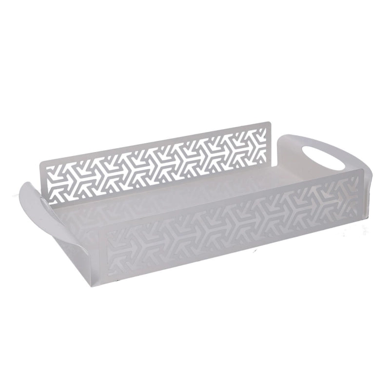 Vassoio metallo frecce bianco rettangolare cm 41x20h6,5