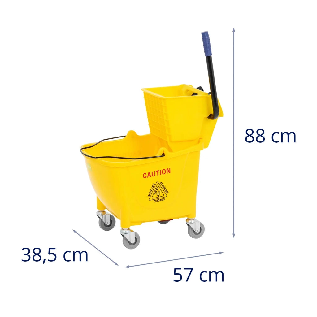 Secchio strizzatore professionale in plastica gialla da 32 litri con ruote 14_0009916