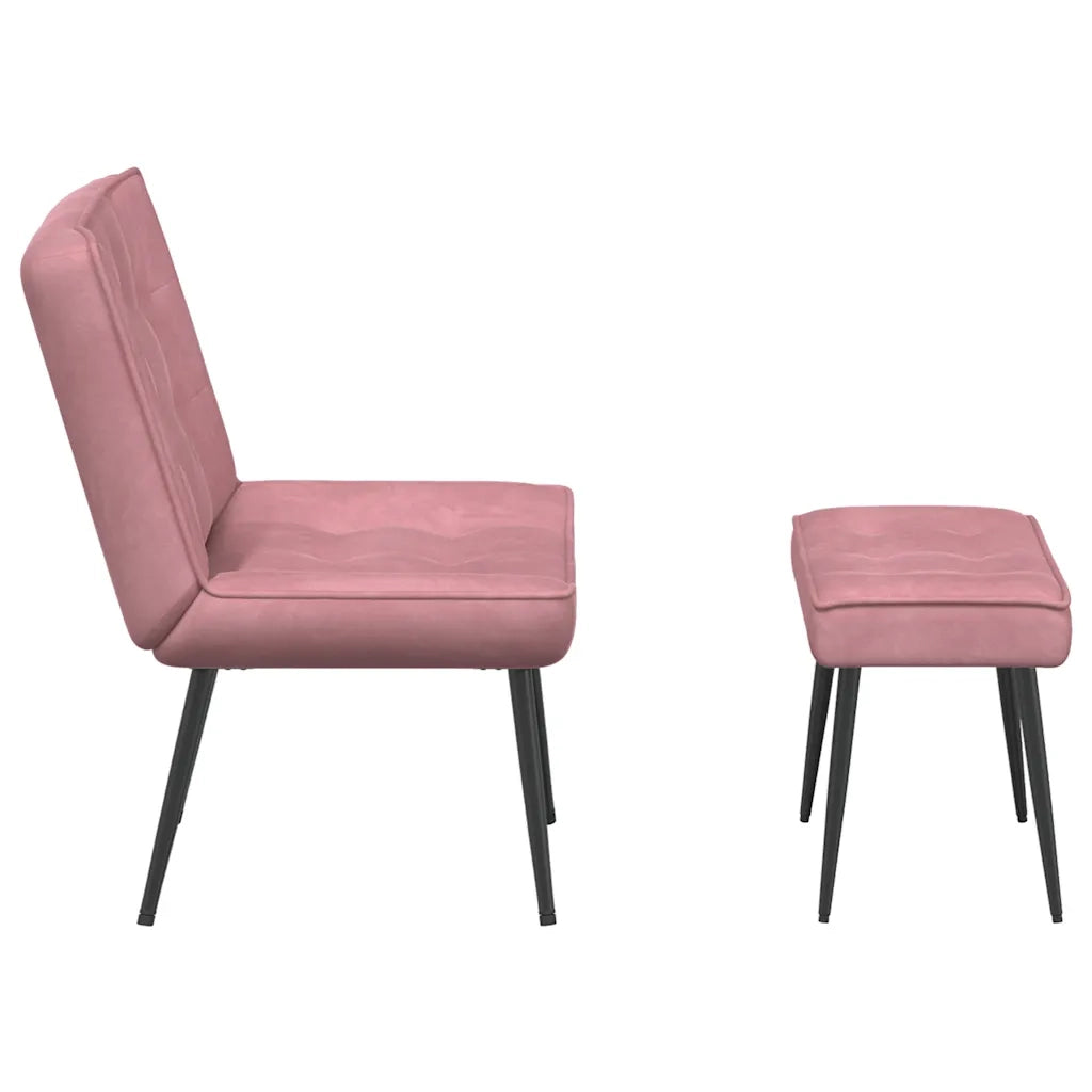 Divano Sedia-Poltrona Relax con Poggiapiedi Rosa in Velluto 648749