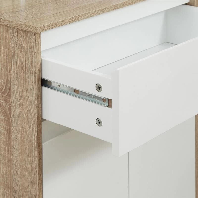 MOBILE BAGNO MULTIUSO CON ARMADIETTO E CASSETTO 60X30X90CM COLOR LEGNO E BIANCO