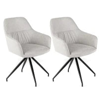 E-STYLO Sedia da pranzo in tessuto grigio chiaro, gambe e struttura in metallo nero, imbottita, 56cm X 56cm H. 87cm.