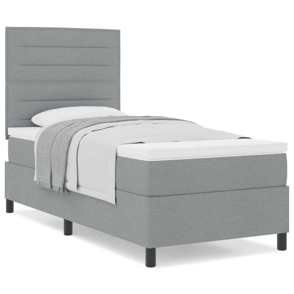 Letto con Box Spring Grigio Chiaro 90x200 cm Tessuto