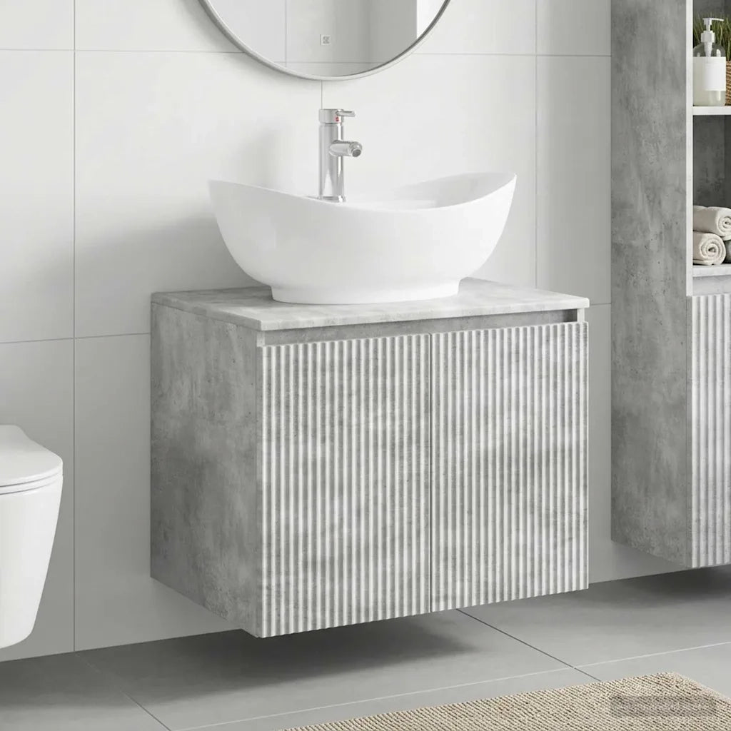 Set di mobili per il bagno Grigio Cemento Legno ingegnerizzato 3404343