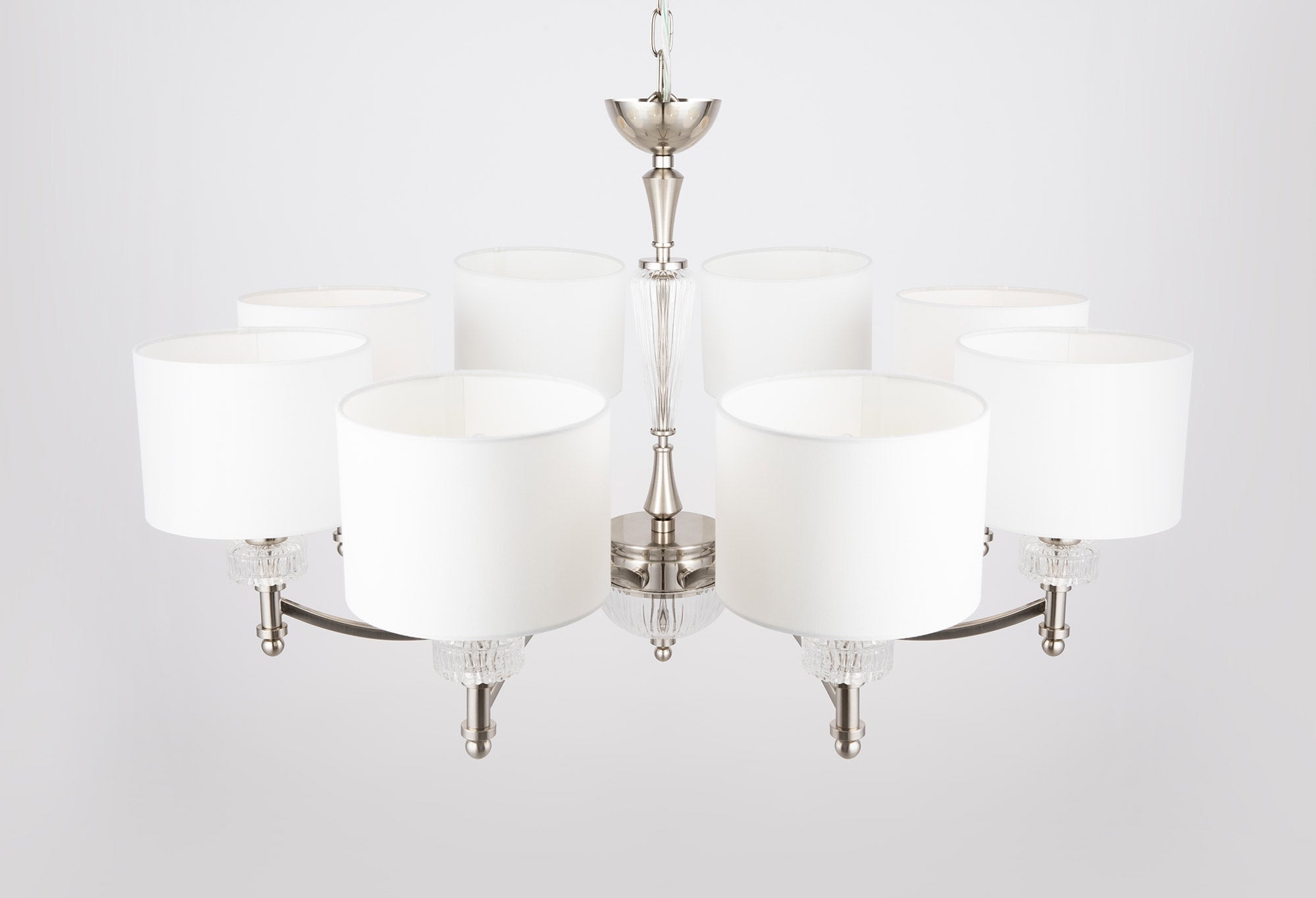 Lampadario Neoclassic in Metallo e Vetro Alicante Nickel