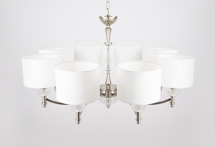 Lampadario Neoclassic in Metallo e Vetro Alicante Nickel