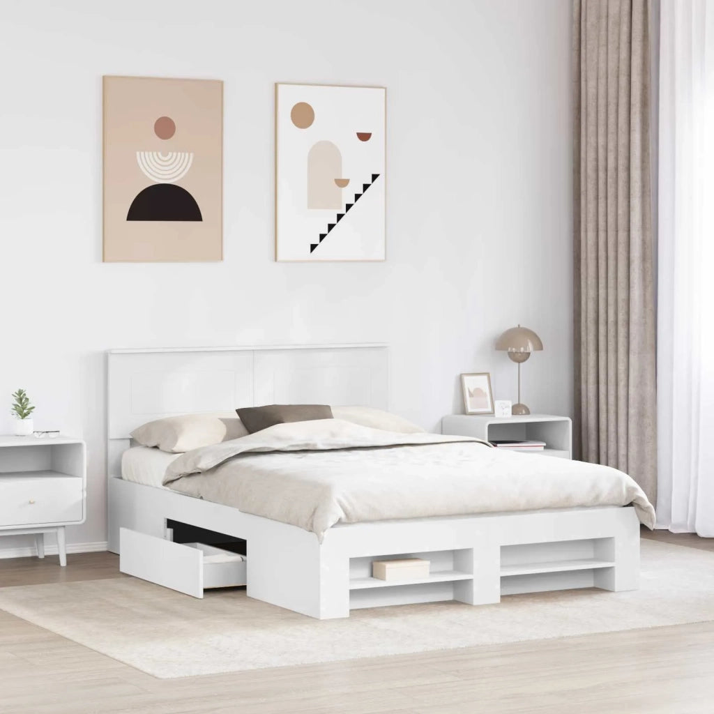 Struttura del letto-Giroletto-Rete del Letto Bianco 140 x 200 cm Legno multistrato 907571