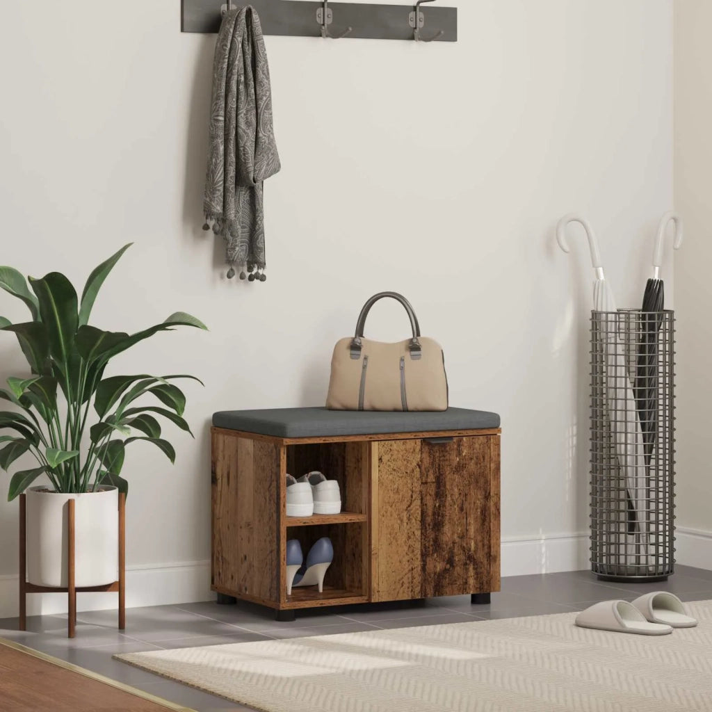 Panca per ingresso con cuscino-Sgabello-Panca da Corridoio Legno vecchio 60 x 38 x 46 cm 820507